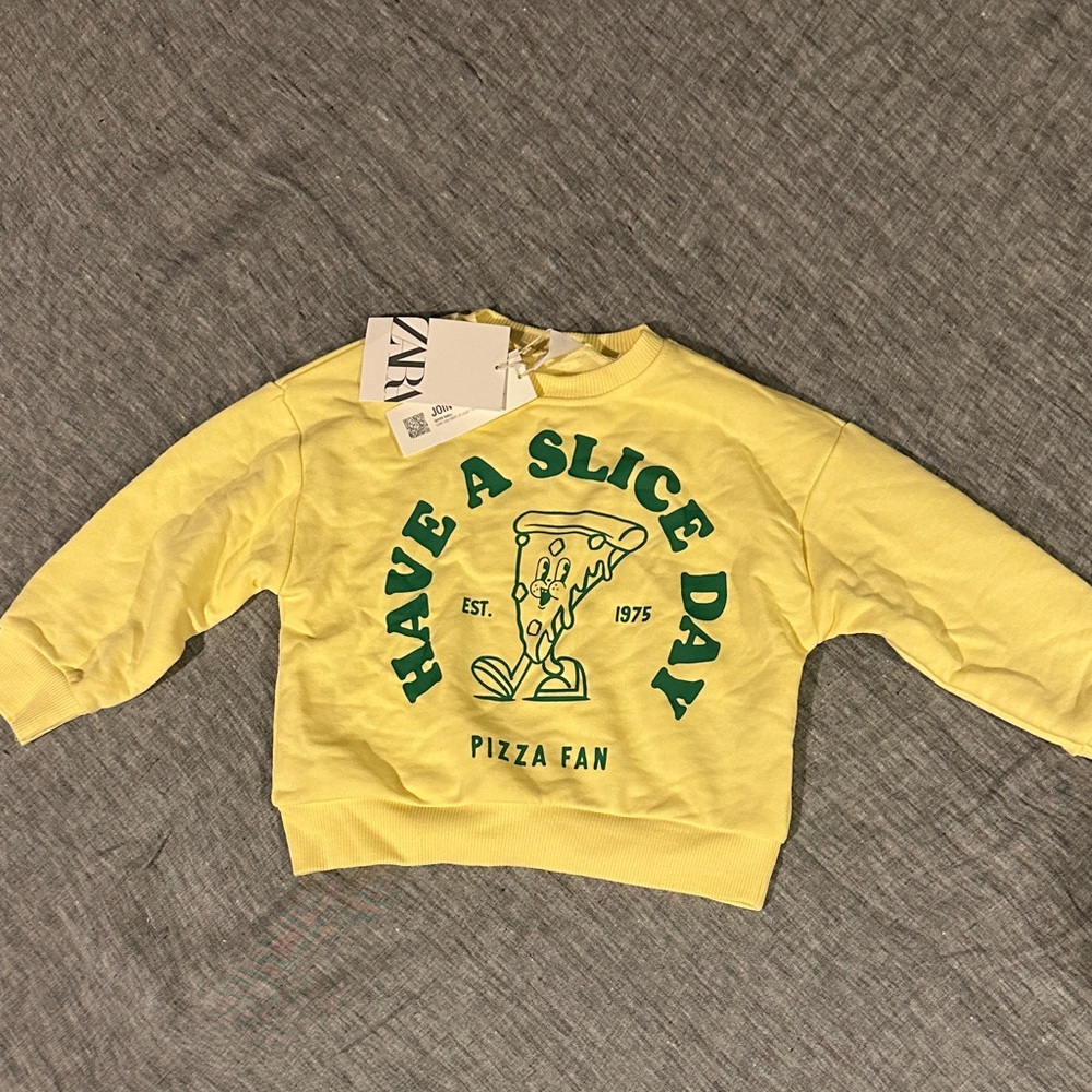 Zara Yellow Pizza Graphic Sweatshirt